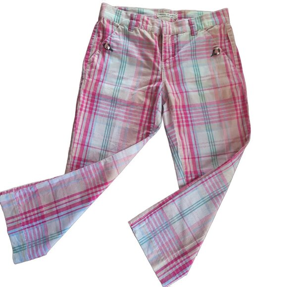 Y2K Tommy Jeans low rise Cropped Plaid Pants Size 3 Pastel Pink Yellow White - Picture 7 of 10